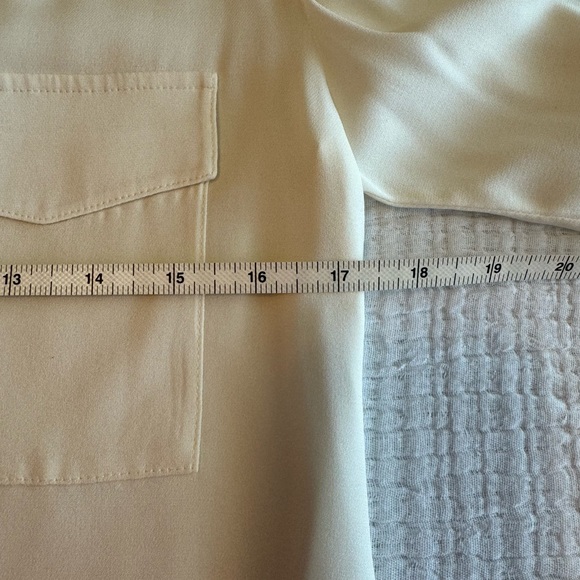 [ALICE + OLIVIA] Sheer Silk Button Up Ivory Blouse - Picture 6 of 7